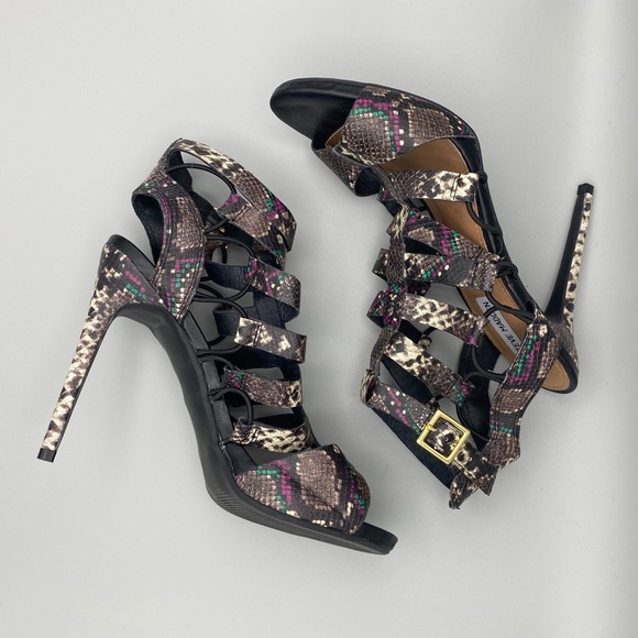 Steve Madden Snakeskin Strappy Stilettos US Women’s 9 Multicolor - Picture 8 of 8